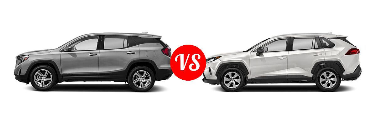 2021 GMC Terrain SUV SL / SLE vs. 2021 Toyota RAV4 SUV LE - Side Comparison