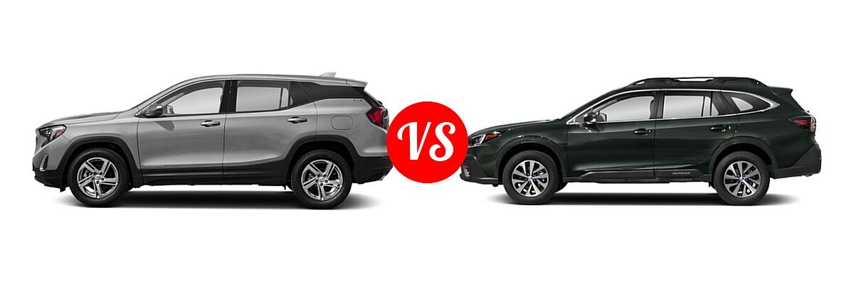 2021 GMC Terrain SUV SL / SLE vs. 2021 Subaru Outback SUV CVT - Side Comparison