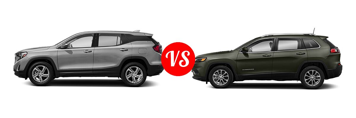 2021 GMC Terrain SUV SL / SLE vs. 2021 Jeep Cherokee SUV Freedom - Side Comparison