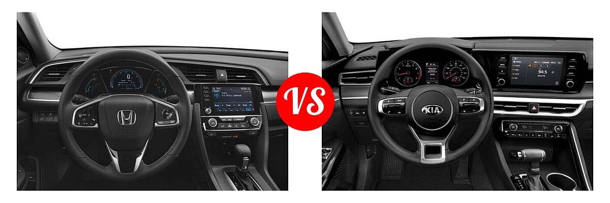 2021 Honda Civic Sedan EX-L vs. 2021 Kia K5 Sedan GT / LX / LXS - Dashboard Comparison