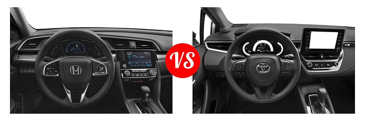 2021 Honda Civic Sedan EX-L vs. 2021 Toyota Corolla Sedan Hybrid Hybrid LE - Dashboard Comparison