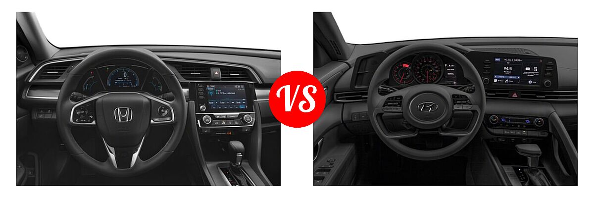 2021 Honda Civic Sedan EX-L vs. 2021 Hyundai Elantra Sedan SEL - Dashboard Comparison