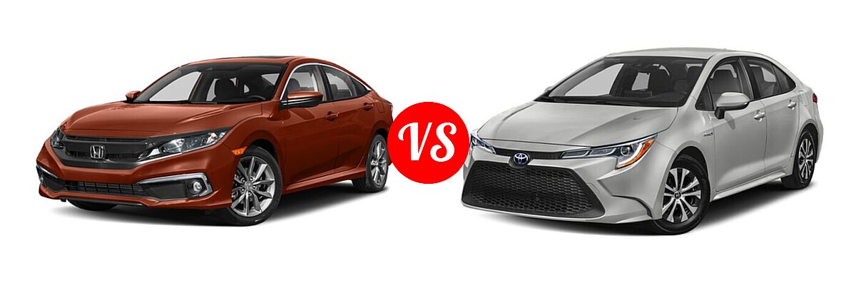 2021 Honda Civic Sedan EX-L vs. 2021 Toyota Corolla Sedan Hybrid Hybrid LE - Front Left Comparison