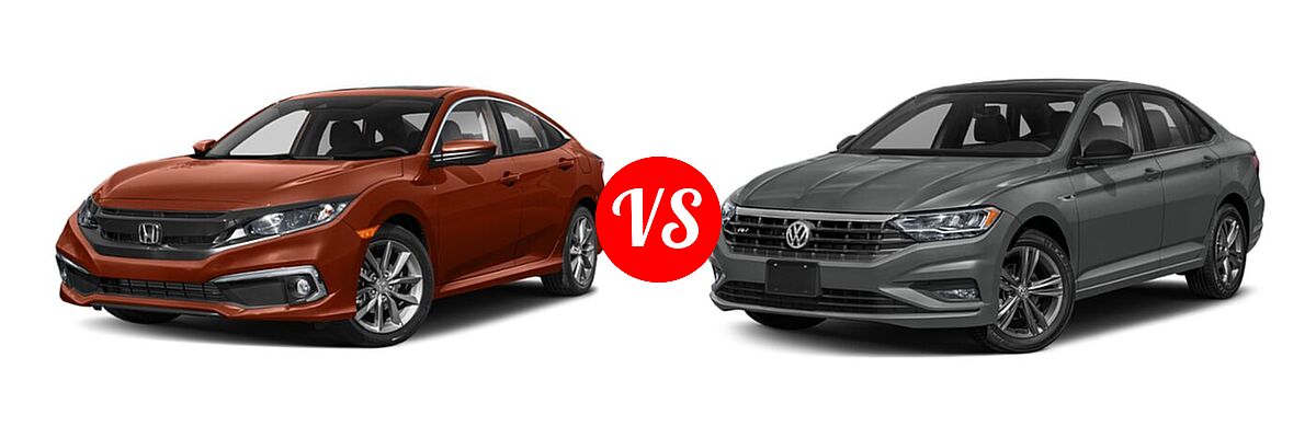 2021 Honda Civic Sedan EX-L vs. 2021 Volkswagen Jetta Sedan R-Line - Front Left Comparison
