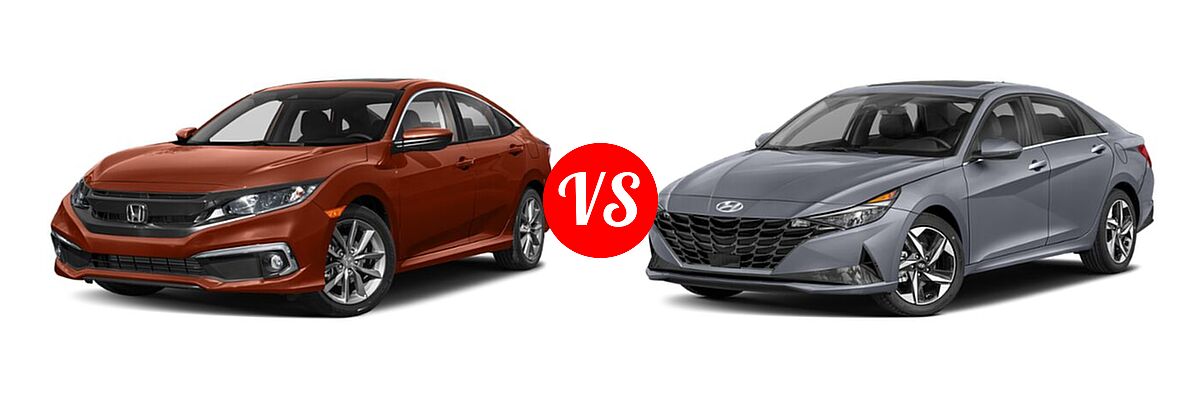 2021 Honda Civic Sedan EX-L vs. 2021 Hyundai Elantra Sedan Limited / N Line / SE - Front Left Comparison
