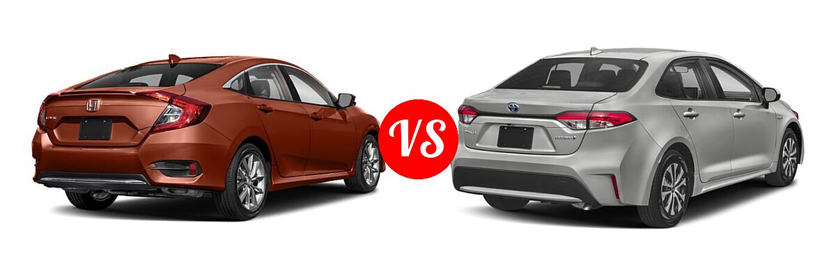 2021 Honda Civic Sedan EX-L vs. 2021 Toyota Corolla Sedan Hybrid Hybrid LE - Rear Right Comparison