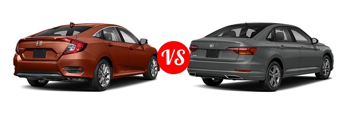 2021 Honda Civic Sedan EX-L vs. 2021 Volkswagen Jetta Sedan R-Line - Rear Right Comparison