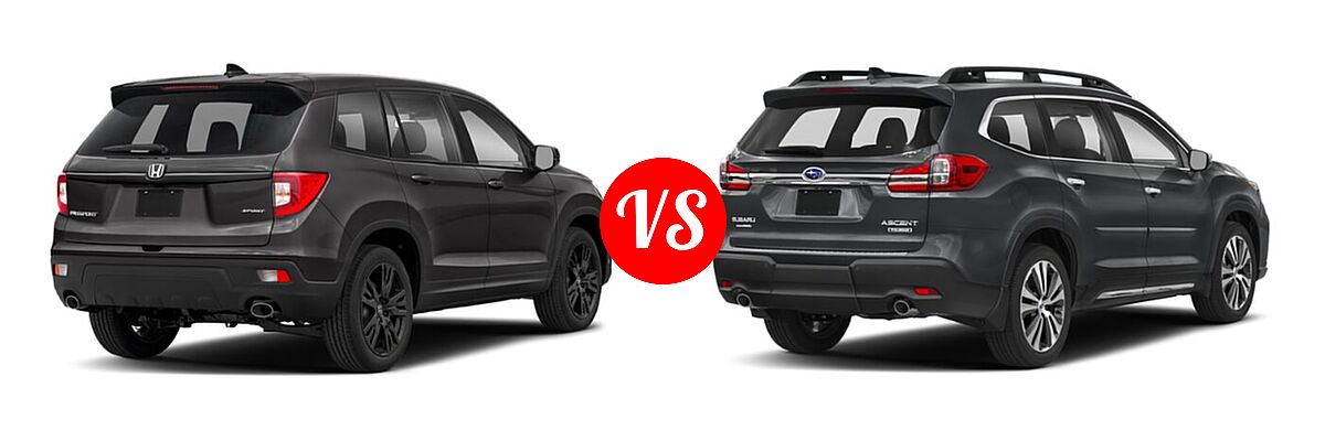 2021 Honda Passport SUV Sport vs. 2021 Subaru Ascent SUV Touring - Rear Right Comparison