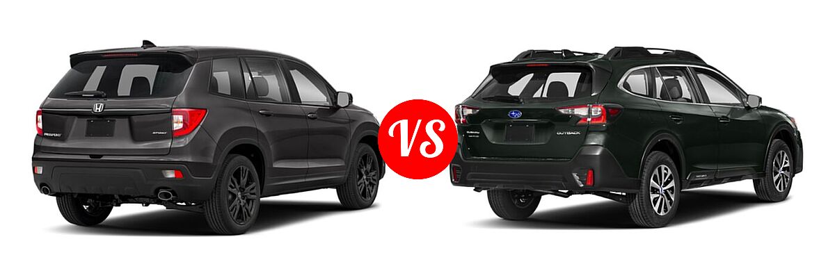 2021 Honda Passport SUV Sport vs. 2021 Subaru Outback SUV CVT - Rear Right Comparison