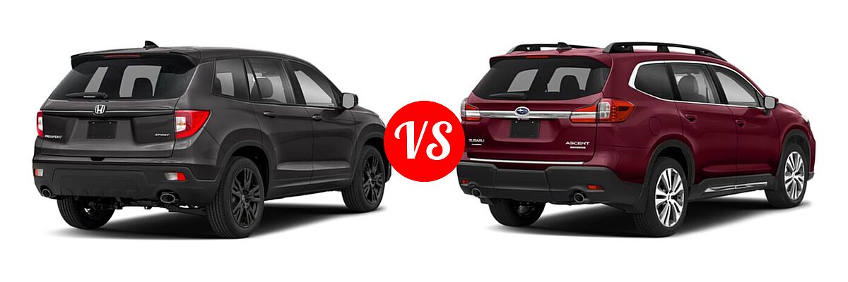 2021 Honda Passport SUV Sport vs. 2021 Subaru Ascent SUV Limited - Rear Right Comparison