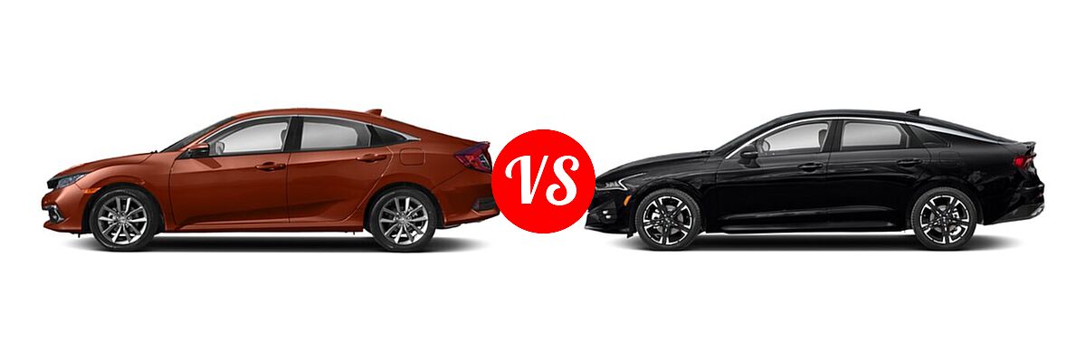 2021 Honda Civic Sedan EX-L vs. 2021 Kia K5 Sedan GT-Line - Side Comparison