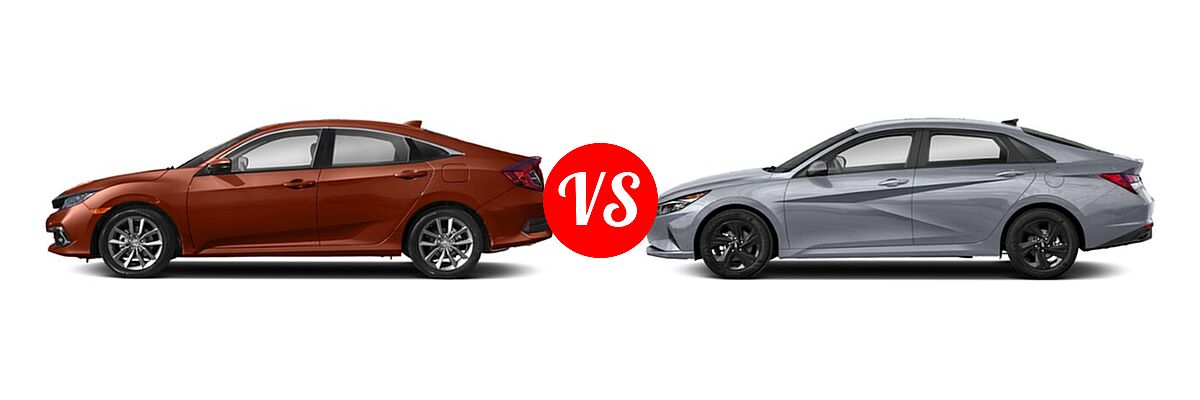 2021 Honda Civic Sedan EX-L vs. 2021 Hyundai Elantra Sedan SEL - Side Comparison