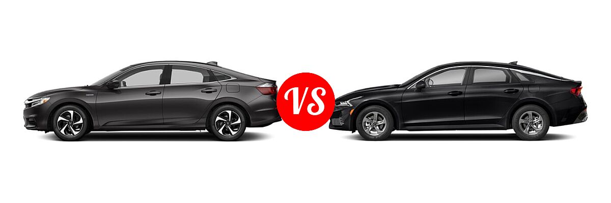 2021 Honda Insight Sedan Hybrid LX vs. 2021 Kia K5 Sedan GT / LX / LXS - Side Comparison
