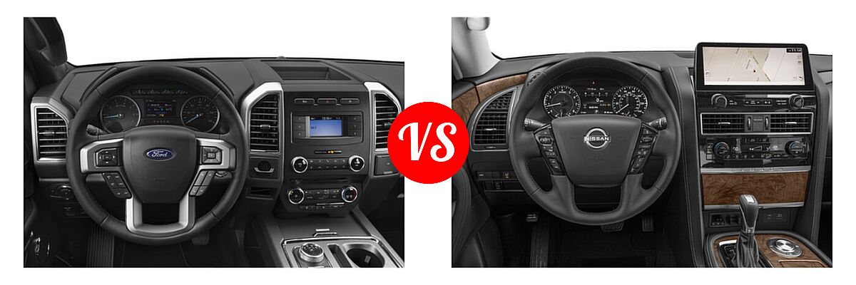 2021 Ford Expedition SUV King Ranch / Limited / XL / XLT vs. 2021 Nissan Armada SUV SL - Dashboard Comparison