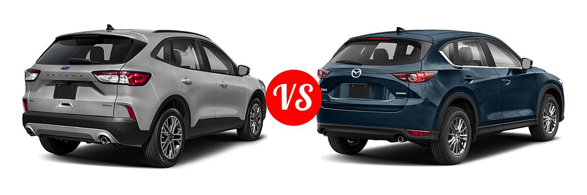 2021 Ford Escape SUV Hybrid SEL Hybrid vs. 2021 Mazda CX-5 SUV Touring - Rear Right Comparison