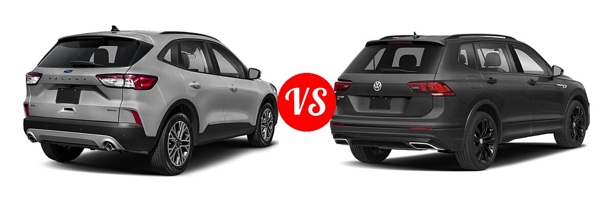 2021 Ford Escape SUV SEL vs. 2021 Volkswagen Tiguan SUV SE R-Line Black - Rear Right Comparison