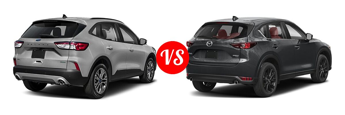 2021 Ford Escape SUV Hybrid SEL Hybrid vs. 2021 Mazda CX-5 SUV Carbon Edition Turbo - Rear Right Comparison