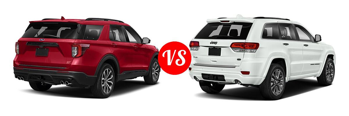 2021 Ford Explorer SUV ST vs. 2021 Jeep Grand Cherokee SUV High Altitude / Overland - Rear Right Comparison