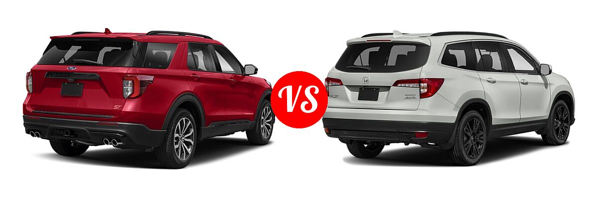2021 Ford Explorer SUV ST vs. 2021 Honda Pilot SUV Special Edition - Rear Right Comparison