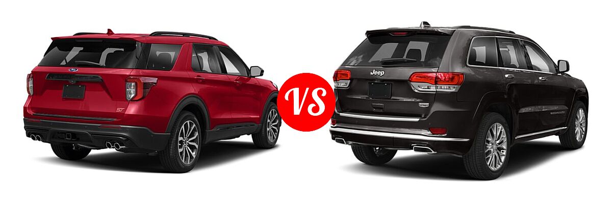2021 Ford Explorer SUV ST vs. 2021 Jeep Grand Cherokee SUV Summit - Rear Right Comparison