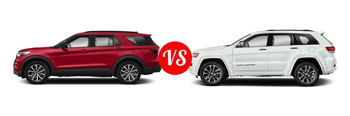 2021 Ford Explorer SUV ST vs. 2021 Jeep Grand Cherokee SUV High Altitude / Overland - Side Comparison