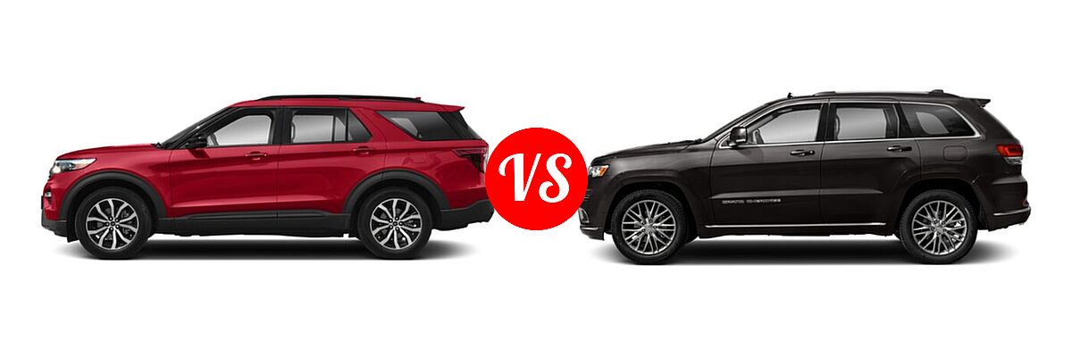 2021 Ford Explorer SUV ST vs. 2021 Jeep Grand Cherokee SUV Summit - Side Comparison
