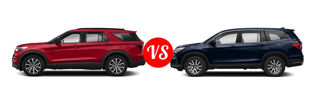 2021 Ford Explorer SUV ST vs. 2021 Honda Pilot SUV EX - Side Comparison