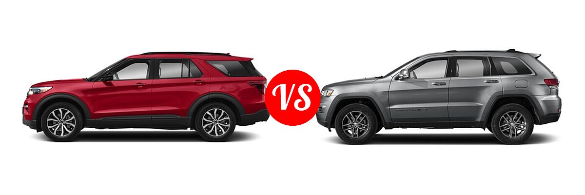 2021 Ford Explorer SUV ST vs. 2021 Jeep Grand Cherokee SUV 80th Anniversary / Limited / Limited X - Side Comparison