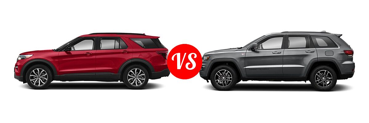 2021 Ford Explorer SUV ST vs. 2021 Jeep Grand Cherokee SUV Trailhawk - Side Comparison