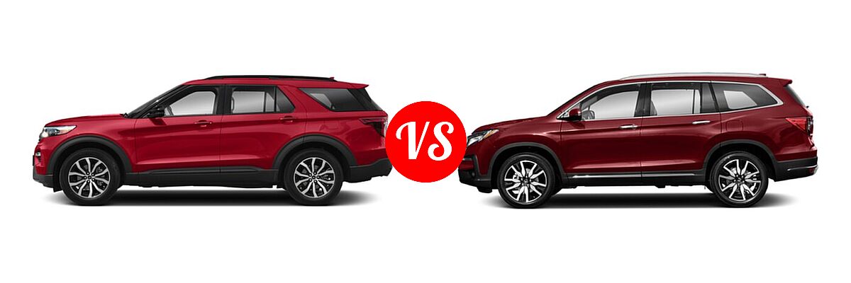 2021 Ford Explorer SUV ST vs. 2021 Honda Pilot SUV Touring 7-Passenger - Side Comparison