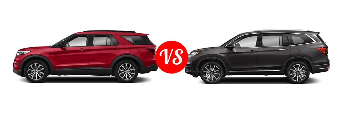 2021 Ford Explorer SUV ST vs. 2021 Honda Pilot SUV Elite - Side Comparison