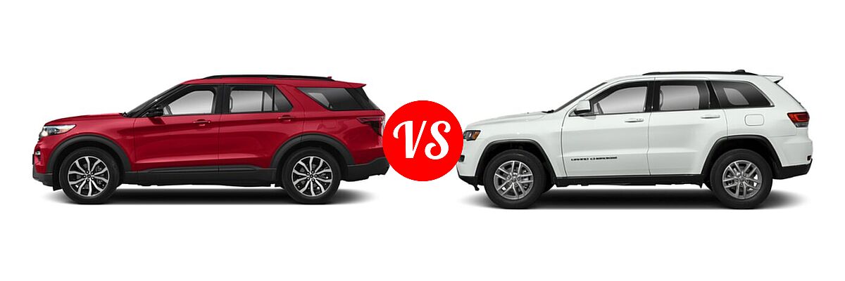 2021 Ford Explorer SUV ST vs. 2021 Jeep Grand Cherokee SUV Laredo E / Laredo X - Side Comparison