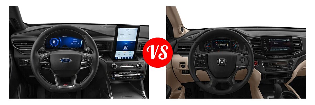 2021 Ford Explorer SUV ST vs. 2021 Honda Pilot SUV EX - Dashboard Comparison