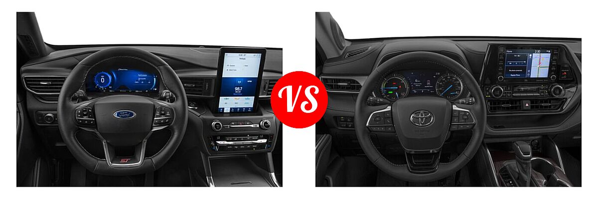 2021 Ford Explorer SUV ST vs. 2021 Toyota Highlander Hybrid SUV Hybrid Hybrid Limited - Dashboard Comparison