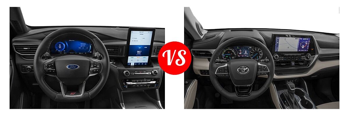 2021 Ford Explorer SUV ST vs. 2021 Toyota Highlander Hybrid SUV Hybrid Hybrid Platinum - Dashboard Comparison