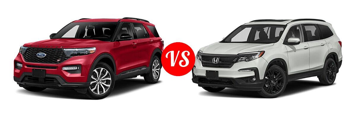 2021 Ford Explorer SUV ST vs. 2021 Honda Pilot SUV Special Edition - Front Left Comparison