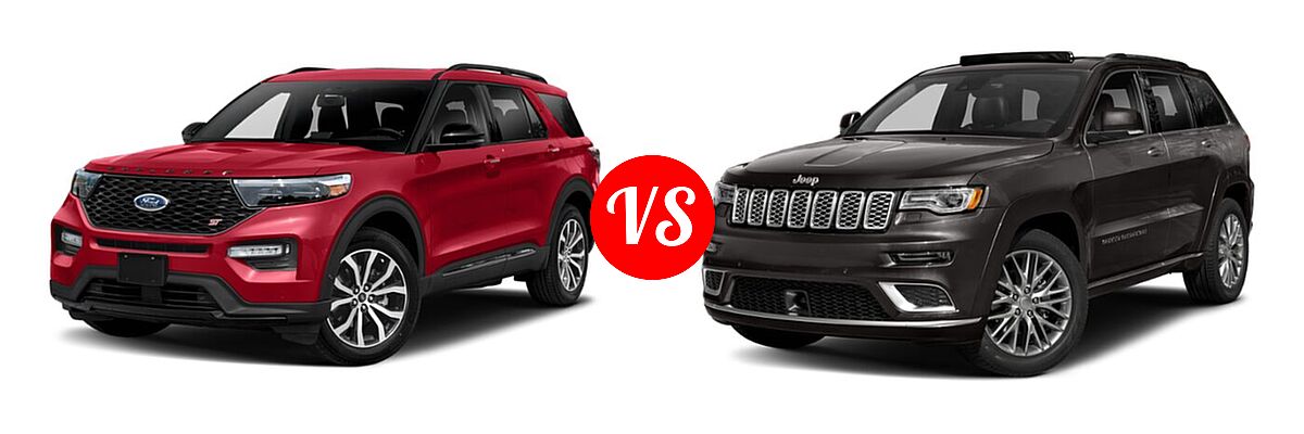 2021 Ford Explorer SUV ST vs. 2021 Jeep Grand Cherokee SUV Summit - Front Left Comparison