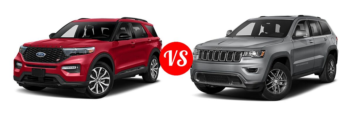 2021 Ford Explorer SUV ST vs. 2021 Jeep Grand Cherokee SUV 80th Anniversary / Limited / Limited X - Front Left Comparison