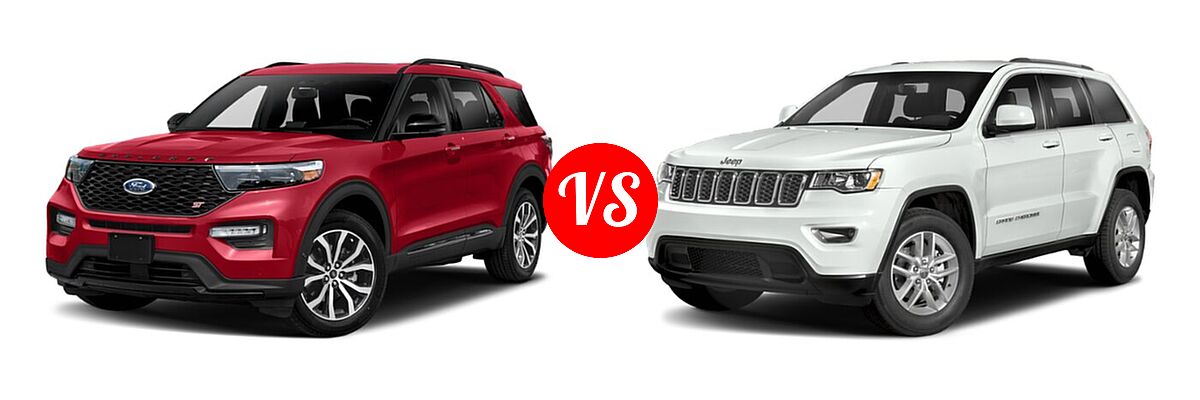 2021 Ford Explorer SUV ST vs. 2021 Jeep Grand Cherokee SUV Laredo E / Laredo X - Front Left Comparison