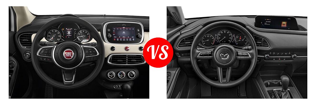 2021 FIAT 500X SUV Pop / Trekking / Trekking Plus vs. 2021 Mazda CX-30 SUV FWD - Dashboard Comparison