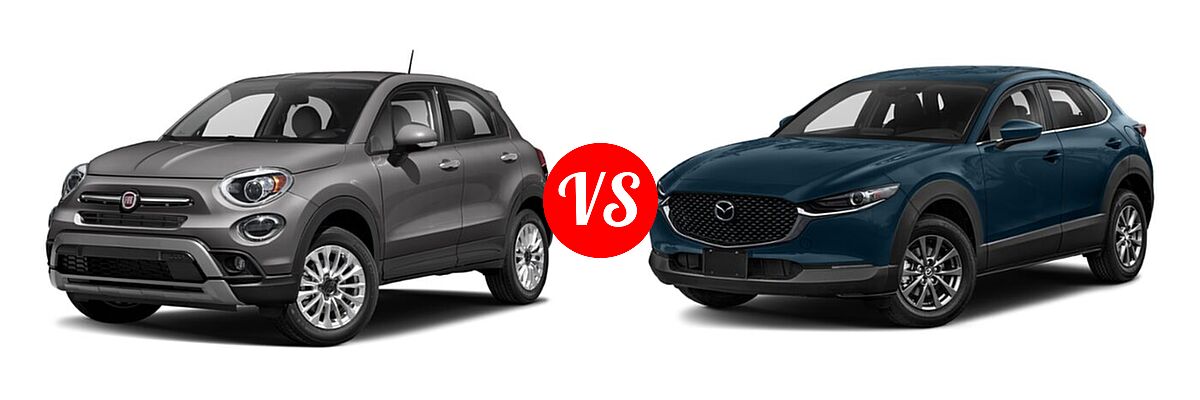 2021 FIAT 500X SUV Pop / Trekking / Trekking Plus vs. 2021 Mazda CX-30 SUV FWD - Front Left Comparison