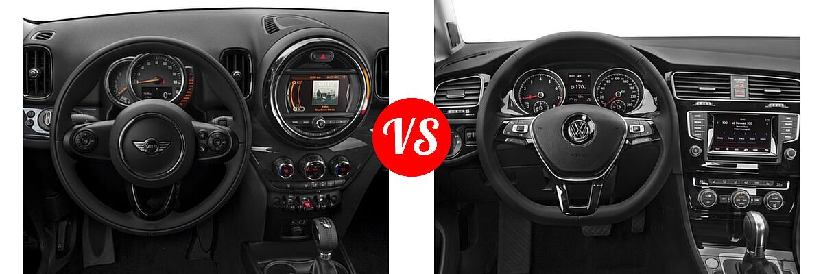 2017 MINI Countryman Wagon Cooper vs. 2017 Volkswagen Golf SportWagen Wagon S / SE / SEL - Dashboard Comparison