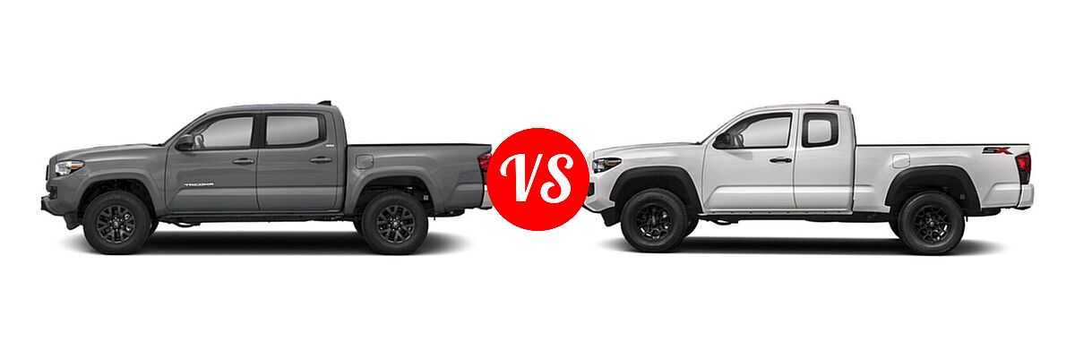 2021 Toyota Tacoma 2WD Pickup SR5 vs. 2022 Toyota Tacoma Pickup SR - Side Comparison
