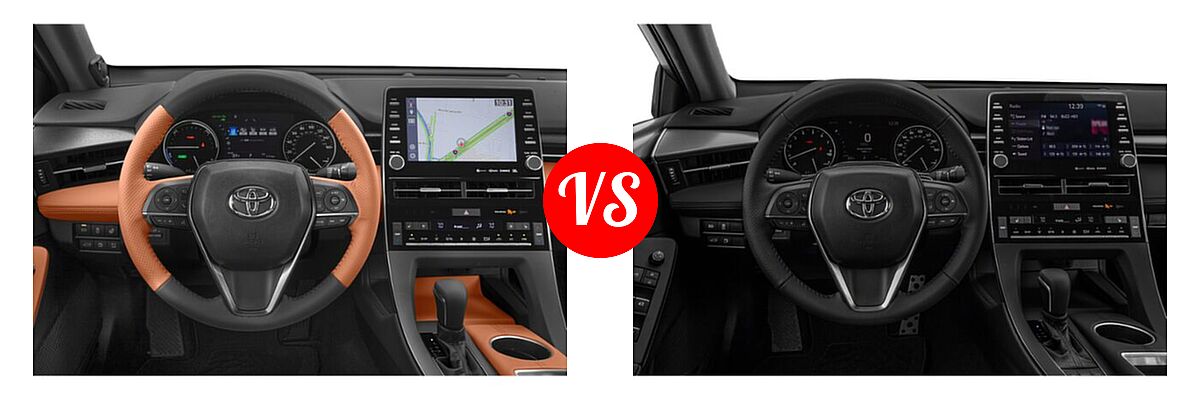 2021 Toyota Avalon Hybrid Sedan Hybrid Hybrid Limited / Hybrid XSE vs. 2021 Toyota Avalon Sedan XSE Nightshade - Dashboard Comparison