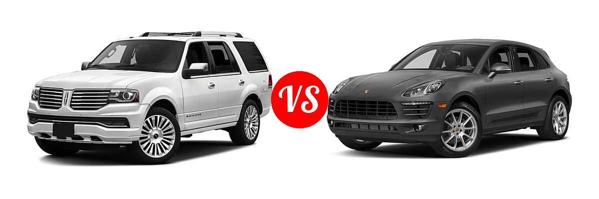 2017 Lincoln Navigator SUV Reserve / Select vs. 2017 Porsche Macan SUV AWD - Front Left Comparison