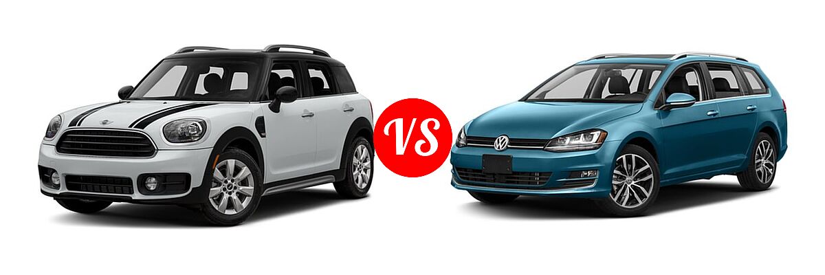 2017 MINI Countryman Wagon Cooper vs. 2017 Volkswagen Golf SportWagen Wagon S / SE / SEL - Front Left Comparison