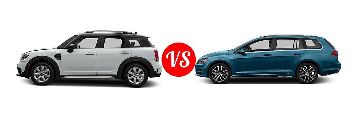 2017 MINI Countryman Wagon Cooper vs. 2017 Volkswagen Golf SportWagen Wagon S / SE / SEL - Side Comparison