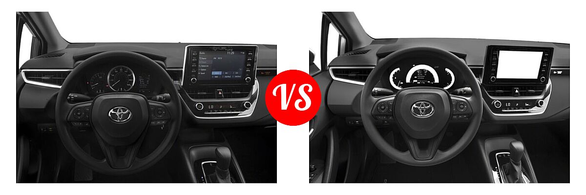 2021 Toyota Corolla Sedan L / LE vs. 2021 Toyota Corolla Sedan Hybrid Hybrid LE - Dashboard Comparison
