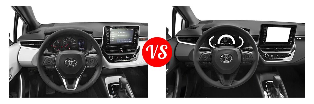 2021 Toyota Corolla Sedan SE / XSE vs. 2021 Toyota Corolla Sedan Hybrid Hybrid LE - Dashboard Comparison