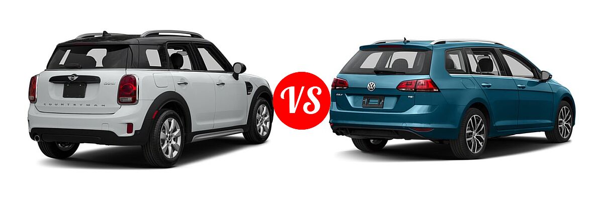 2017 MINI Countryman Wagon Cooper vs. 2017 Volkswagen Golf SportWagen Wagon S / SE / SEL - Rear Right Comparison